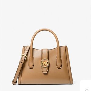 NWT - MICHEAL KORS Gabby Small Faux Leather Satchel - Camel